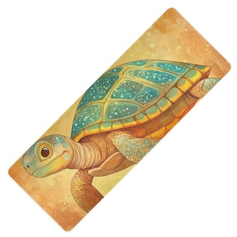 Yogamatte mit Cartoon-Schildkröte, Terracotta-Druck, dünn, für Herren, Naturkautschuk, rutschfest, mit Yogamatte, Tapete para ejercicio, 180,3 x 66 cm