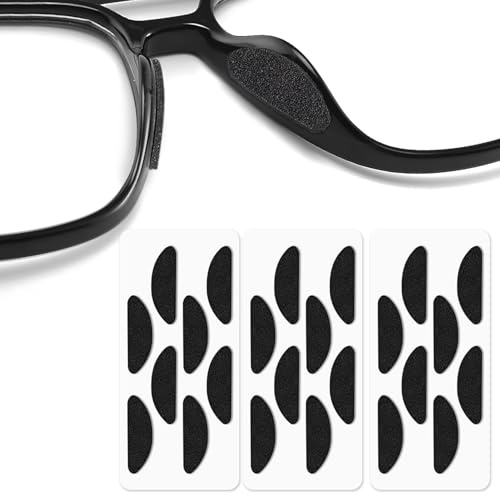 IGXX 32 Paires de Plaquettes nasales Autocollantes en Mousse Souple en Forme de D, Plaquettes nasales pour Lunettes, Plaquettes nasales en Mousse Souple, Plaquettes nasales en éponge(Noir)
