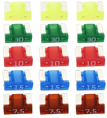 LT Easiyl 50 Pezzi BFLP Fusibili per Auto Fusibili A Lama 7,5A 10A 15A 20A 30A 5 V 11X8,8Mm Fusibili per Autoveicoli Utilizzati nei Sistemi di Fusibili Elettrici per Autoveicoli
