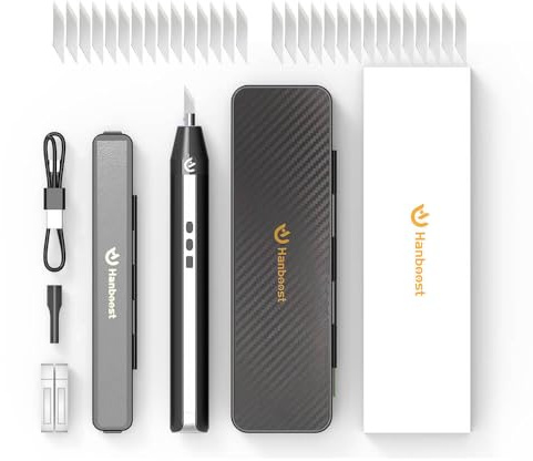 Hanboost C1 30W Ultrasonic Cutter Knife 40 kHz Wireless Handheld Tool for 3D Print Deburring DIY Cutting with Replaceable Blade Tool for PLA/Resin/ABS with Replaceable Blades & LED Light