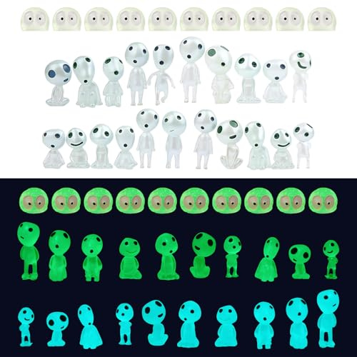 Fsahiuf Juego de 30 figuras luminosas para decoración de jardín, diseño de elfos para Halloween, color azul y verde