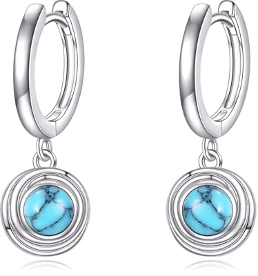 Türkis Ohrringe 925 Sterling Silber Türkis kleine Creolen Ohrringe Huggie Schmuck Geschenke für Damen