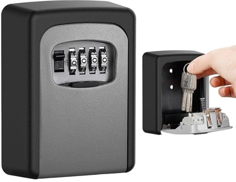 Key Safe Wall Mounted, 4 Digit Combination Lock Box Outdoor Waterproof Security Key Cabinet Extra Large, Outdoor Spare Keys Lockbox for Home Garage Office School