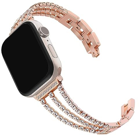 Compatibile con iWatch SE Cinturino in acciaio inox con Glitter, Donna Cinturini in Metallo di Ricambio Bracciale Compatibile con Apple Watch 38mm 40mm 41mm 42mm Series SE/10/9/8/7/6/5/4/3/2/1