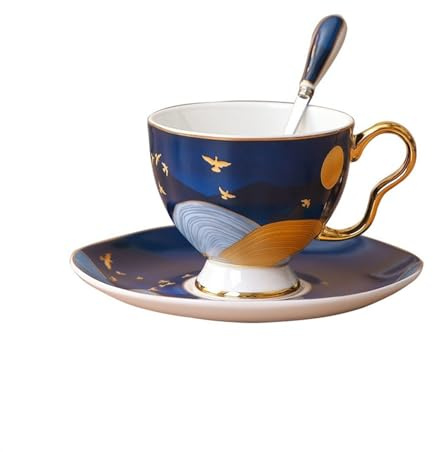 KazeRyu Ensemble De Tasses Et Soucoupes À Café En Porcelaine Anglaise Légère - Service À Thé De L'après-midi Britannique À Motif Floral, 200 Ml