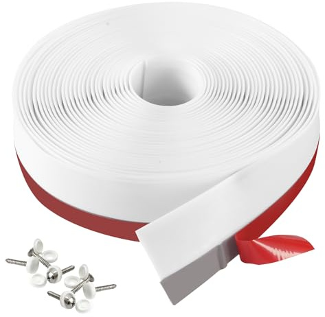 AiVeUao 80 FT Garage Door Seal Top and Sides, TPE Garage Door Weather Stripping, Weatherproofing Garage Door Seals with Adhesive-Backed (White)