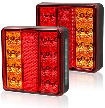 Yuanjoy 2 Stück Anhänger Rücklichter, IP67 12 V/24 V Superhell Wasserdicht Blinker Bremse Rückwärtsgang Nebelscheinwerfer Reflektorlampe für Anhänger, LKW, Wohnwagen, Van, Traktor