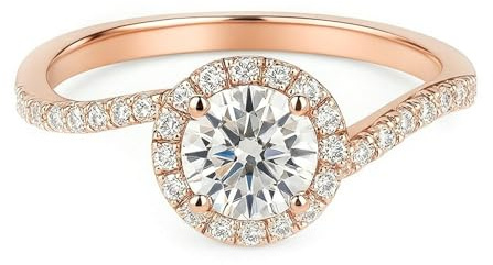 Ayoiow Vorsteckring Rosegold 585 für Damen, Moissanit Halo Verlobungsringe in Rosegold für Sie, 14 Karat Roségold Größe 49 (15.6)