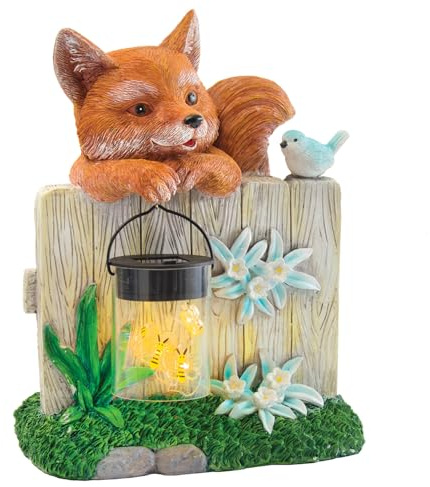 3 Pagen® solar Dekofigur Fuchs – Outdoor-Figur mit Beleuchtung – ideal für Garten, Terrasse und Balkon stimmungsvolle Solarbeleuchtung – wetterfest mit Dämmerungssensor