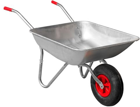 KCT 65L Garden Galvanised Steel Wheelbarrow with Pneumatic Tyre