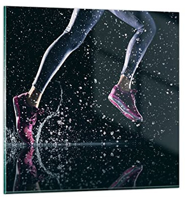 Bilder auf Glas 40x40cm Glasbild Laufen Lifestyle Leichtathletik Schuhe Klein Wanddeko Bild im Glas Schlafzimmer Küche Deko Wandbilder Dekoration Wohnzimmer Modern Wand Kunstdruck Art GAC40x40-2900