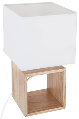 Atmosphera - Lampe Pojo - bois et blanc - H32 cm