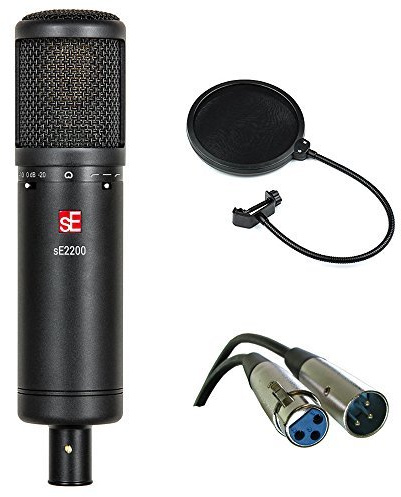 sE Electronics sE2200 - Micrófono cardioide de condensador de estudio con paquete de aislamiento más cable XLR-XLR y filtro pop