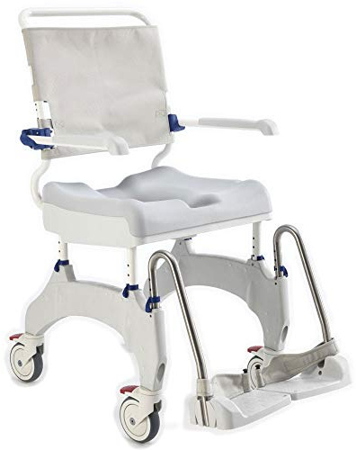 Invacare Aquatec Ocean Ergo Dusch- und Toilettenrollstuhl, Rollstuhl, Edelstahl, Standard, Schwerlast, weiß-grau