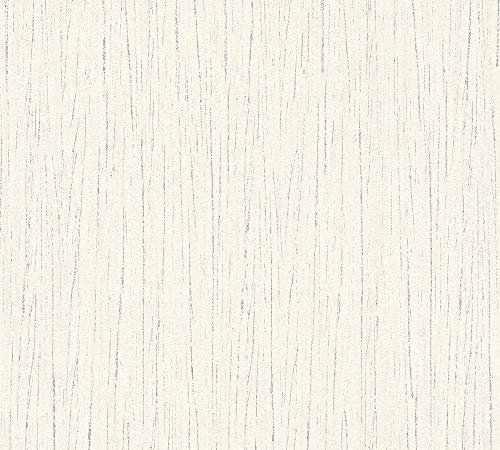 A.S. Création Carta da parati in tessuto non tessuto a righe glitterate, 10,05 m x 0,53 m, colore: grigio e bianco, made in Germany 364521 36452-1