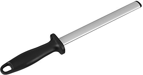 Künstliches Diamantmesser, 8 Zoll (20,3 cm), Schleifstab für Küchenmesser, oval, Messerschärfer mit ABS, ergonomisch, eleganter schwarzer Griff, professionelles Kochmesser