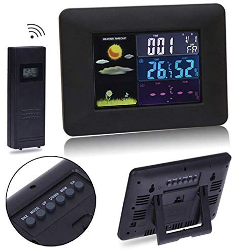 SGSG Pantalla LED HD Radio Estación meteorológica Reloj meteorológico, Medidor de Temperatura y Humedad Interior y Exterior Radio Reloj meteorológico, Reloj Despertador con repetición e