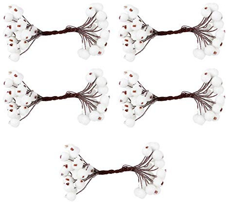 EXCEART 5Pcs weiße Stechpalme Beeren Frostfrüchte Weihnachten künstliche Beeren künstliche Frostbeeren DIY Weihnachten Familientreffen Dekoration