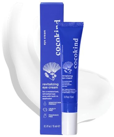 Revitalizing Eye Cream by Cocokind, Depuff & Reduce Fine Lines and Wrinkles, Cream for Firmer and Brighter Looking Eye Area, Hydrating with a Cool Metal Applicator Tip, 0.5 Fl Oz