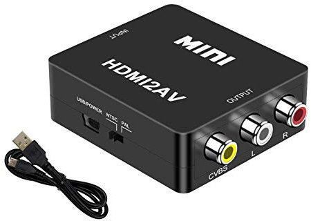 HDMI a RCA Composito AV CVBS Video Audio Convertitore Adattatore Supporto HDTV, 1080P Adattatore HDMI a RCA per PC/Xbox/PS4/PS3/TV/VHS/DVD/Blu Ray, HDMI a AV con cavo USB