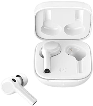 Belkin kabelloser Bluetooth-Kopfhörer mit kabellosem Ladecase, SOUNDFORM Freedom True Wireless, Schweiß- und Spritzwasserschutz der Schutzart IPX5, tiefer Bass, für iPhones und Android-Geräte – Weiß