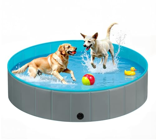 EUGAD Piscina per Cani Grandi e Piccoli 120x30cm Piscina Cani in PVC, Pieghevole Piscinetta per Cani, Vasca da Bagno per Cani, Dog Pool con Valvola di Scarico