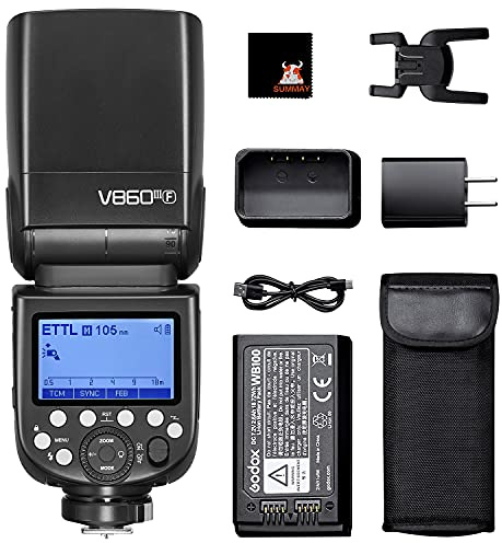 GODOX V860III-F Camera Flash Master Slave Speedlite 1/8000s HSS GN60 2600mAh Rechargeable Battery Speedlight Compatible with Fuji X-T2 X-A3 X-T1 X100F X100T X-Pro2, Modelling Light, Quick Release Lock