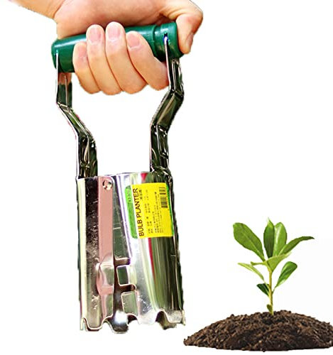 DONGCY Blumenzwiebelpflanzer Werkzeug mit Tiefe Markieren Zwiebelpflanzer Garten Pflanzen Atomatische Boden Freisetzung Pro Graben/Nachfüllen Loch Pro Tulpen Narzissen Dahlien Gemüse