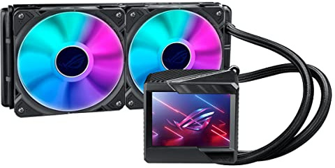 ASUS ROG RYUJIN II 240 ARGB - Cooler CPU todo en uno (Aura Sync, pantalla LCD de 3.5, ventilador integrado para la bomba y 2 ventiladores de radiador ROG ARGB de 120mm), Negro