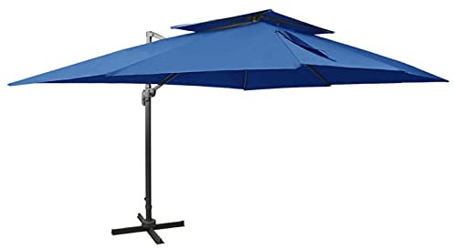Catherinol Ampelschirm mit Lüftung, Sonnenschirm, Schirm, Markise, Parasol, Dreifachschirm, Vsonnenschirm, Pavillons & Markisen, Marktschirm, Sunshade, Azurblau 400x300 cm