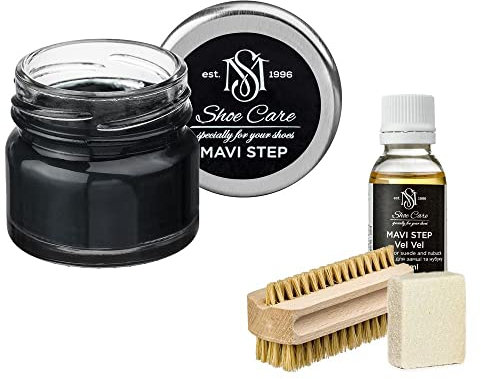 MAVI STEP Aurora Schuhpflegeset aus Wildleder und Nubuk - Luxus Schuhpflege Set - 115 Dunkelgrau, 116 Minuten, Einheitsgröße