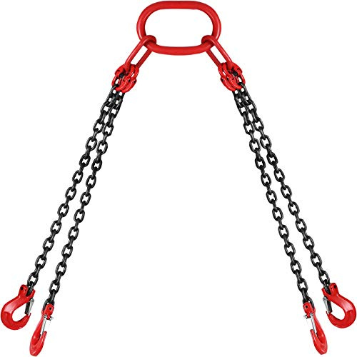 VEVOR Chain Sling 5/16 Inch X 5 Ft Chain Sling for Engine Hoist G80 Alloy Steel Lifting Sling Chains 3 Ton with 4 Leg Grab Hooks