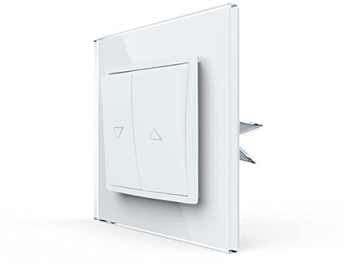LINA H1-D231M - Interruptor de luz con marco de cristal, juego completo para caja empotrada, interruptor de pared, interruptor de pared, regulador de intensidad (LINA, interruptor de persiana, color