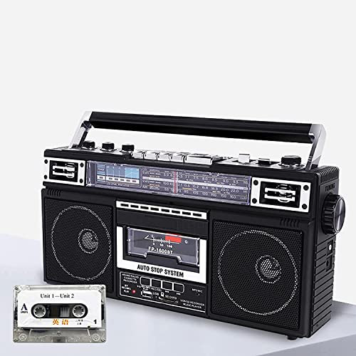 GBHJJ Lecteur de Cassettes Radio RéTro,Boombox Portable Sw1 Sw2 Am FM Radio, Haut-Parleur StéRéO Silencieux RéTro Home Audio Stereo, Carte de Stockage, USB, Antenne, Prise Casque