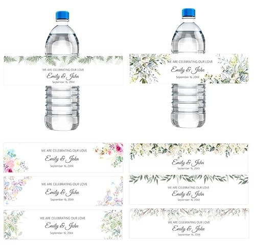 30 Pièces/50 Pièces Autocollants Personnalisés D'étiquettes De Bouteille d'eau De Mariage Floral Personnalisée,Autocollants Personnalisables pour Invitations À Un Stickers Bouteille d'eau(50 Pièces)