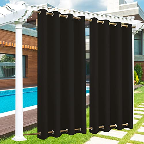 Outdoor Vorhang Wasserdicht 1 Stück, Outdoor Vorhang mit Ösen Oben und Unten, 24 Farben Outdoor Vorhang Wasserdicht Wetterfest Blickdicht für Veranda, Pergola, Laube, B275xH215CM