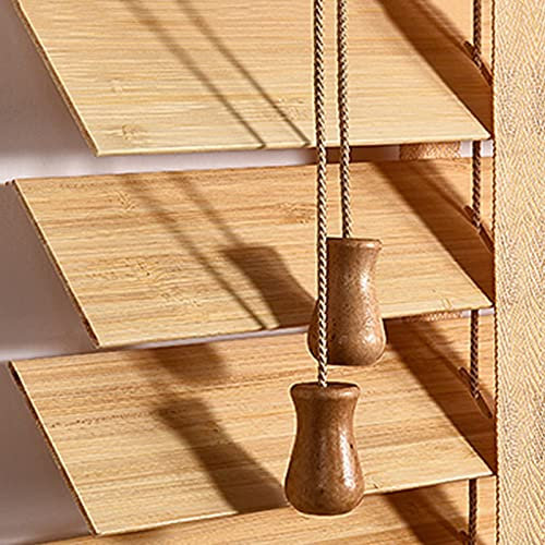 Jalousien Fenster,Massivholz Jalousie 45cm 50cm 60cm 80cm 90cm 100cm 110cm 120cm Jalousetten,Sonnenschutz Jalousette Aus Holz,50mm Lamellen Wärmedämmung Rollläden Vorhänge,W×H-60x220cm/23.5x87in
