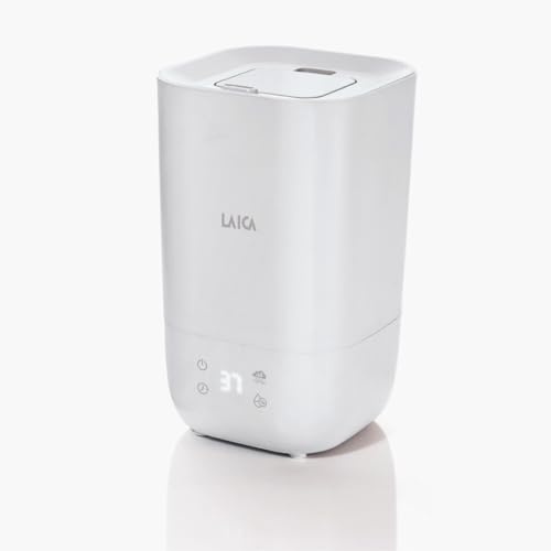 Umidificatore a ultrasuoni LAICA, serbatoio 3,3 L per stanze, piante, ultrasilenzioso, 3 velocità spray con modalità notte, erogazione 15 ore, On/Off auto, riempimento facile, oli aromatici