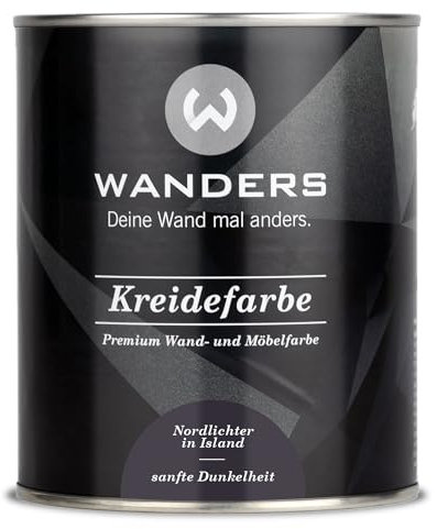 Wanders Shabby Chic Kreidefarbe 750 ml - Sanfte Dunkelheit/Dunkles Lila-Grau - Küchenmöbellack und Möbelfarbe ohne Schleifen. Chalk Paint, für Holz & mehr. Hohe Deckkraft, schnell trocknend