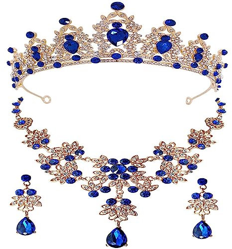 GALPADA Tiara-halsketten Und Ohrring-set Für Braut Hochzeit Brautkronen-stirnband Mit Ohrring Und Halsketten-set Brautschmuck Für Hochzeit Und Feiertage