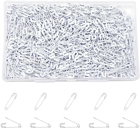 Hocansen 500 Stück Sicherheitsnadeln 20mm klein Mini Sicherheitsnadeln aus Metall für Nähen und Basteln Zubehör(Weiß/BZ)