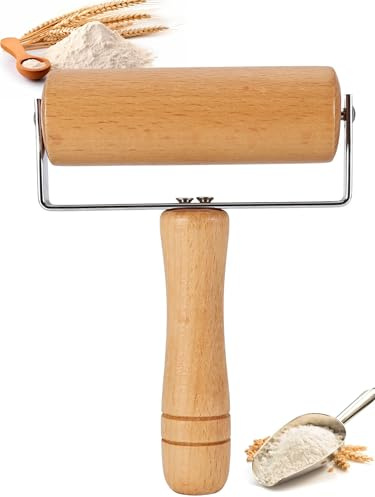 Chazcool Pizza Rolling Pin, Small Rolling Pin, Non-Stick Wooden Dough Roller for Pastry Tortilla Pizza Cookie Dumpling (Type 2)