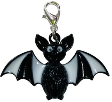 Miniblings Fledermaus Charm Vampir Kostüm Halloween Bat schwarz weiß | Kleiner Anhänger zum Kombinieren, aus Berlin, liebevoll zusammengesetzt
