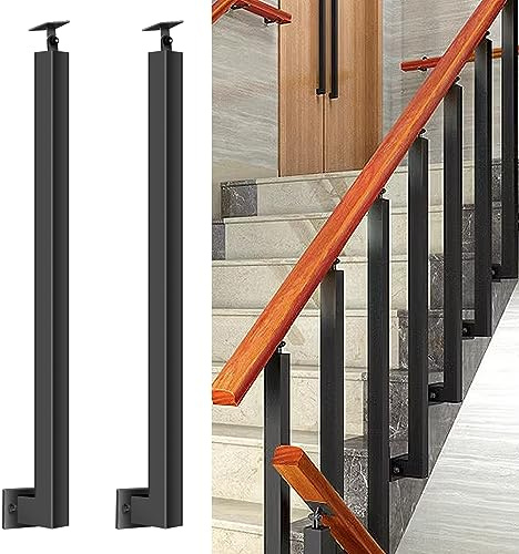 85/90/100 cm Treppengeländerpfosten zur Frontmontage, für den Innen- und Außenbereich, um 270° verstellbare Metallgeländerpfosten, Treppengeländer mit Schraubenset für Terrasse, Balkon und Veranda