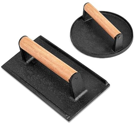 Grillbesteck Set, 3-Teilig Burger-Set mit Runder (Ø 17.6cm) und Quadrat (20.5cm) Burgerpresse, Grillspachtel, Grill Zubehör für Leckere Hamburger Patties Speck Steak für Outdoor und Indoor