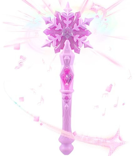 Funmo Leuchtender Schneeflocken-Zauberstab,Schneeflocken-Feen-Zauberstab Kind Mädchen,Prinzessinnen-LED-Leuchtstab Mit Sound,Prinzessin Partyzubehör Kostüm Cosplay Zubehör Party-Dekoration