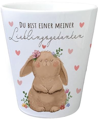Kaninchen Blumentopf mit Spruch Du bist Einer meiner Lieblingsgedanken Hasenfigur voller Liebe Ideal für Freundin Herzen Geburtstagsgeschenk