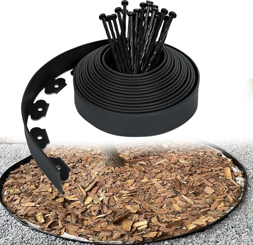 YRHome 10m Flexible Rasenkante Kunstoff Lawn Edging mit Erdanker Beetumrandung Mähkante Garten Wurzelsperre System Lawn Border Palisade Garten dekorativ, Anthrazit