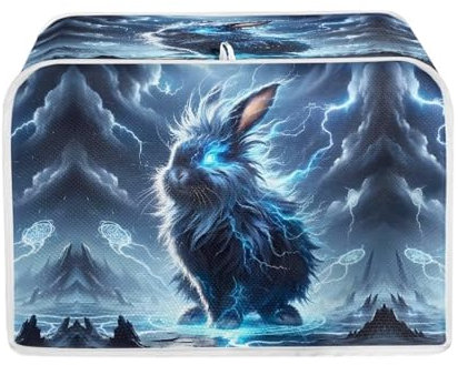 Xoenoiee Kaninchen Blitz Muster Toaster Abdeckung 2 Scheiben Gesteppte Toaster Abdeckung Brotbackmaschine Abdeckung Küche Kleine Geräte Abdeckung Toaster Ofen Abdeckung