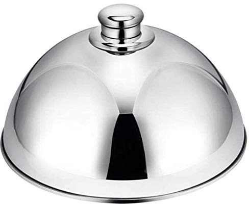 HAOHIZE Cloche Acciaio per Hamburger, Copertura per imbastitura in Acciaio Inossidabile, Copertura per Alimenti Cupola Piatto da Portata, Piatto da Pranzo Cena per Ambiente Cottura (Argento)
